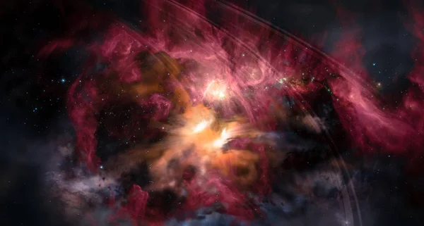 Fondo Paisajístico Galaxia Alienígena Fantasía Con Nubes Brillantes Estrellas Con — Foto de Stock