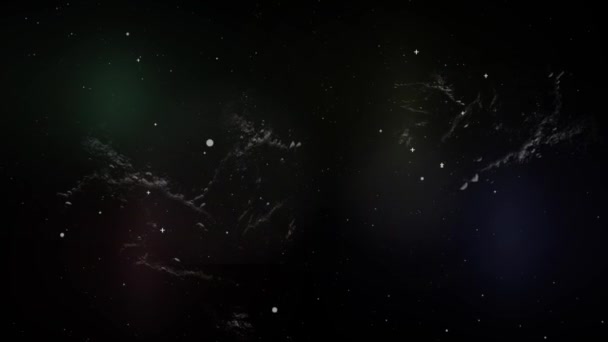 Όμορφο Φόντο Νυχτερινό Ουρανό Αστέρια Παράλλαξη Animation Κίνηση Σύννεφα Σκόνης — Αρχείο Βίντεο