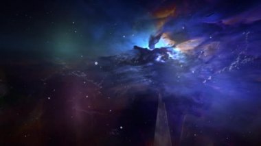 Yıldız, rotasyon toz bulutları paralaks animasyon ile gece gökyüzü ve yıldızlar ile soyut geometrik figürler triangulars güzel arka plan. Nasa tarafından döşenmiş bu görüntü unsurları.