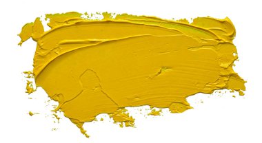 Sarı yağlı boya fırça darbesi, gölgeler, şeffaf arka plan üzerinde izole dışbükey dokulu