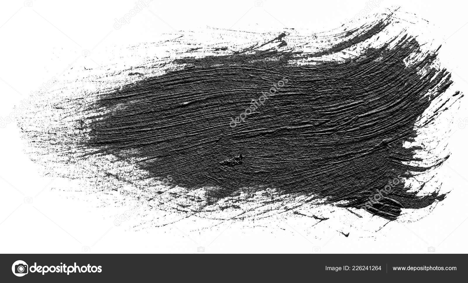 Textured Black Oil Paint Brush Stroke Isolated On White Background