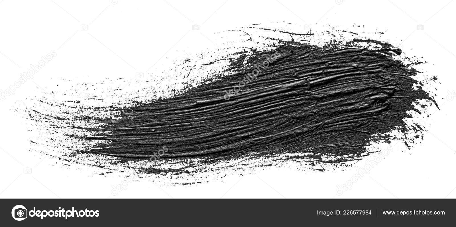 Textured Black Oil Paint Brush Stroke Isolated On White Background