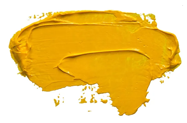 Textured Yellow Oil Paint Brush Stroke Convex Shadows Isolated Transparent — Stock Photo, Image