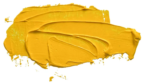 黄色のオイル ペイント ブラシ ストローク 透明な背景で隔離の凸をテクスチャ — ストック写真
