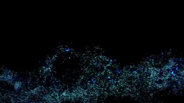 Azul Brilhante Partículas Poeira Mágica Fundo Preto — Vídeo de Stock