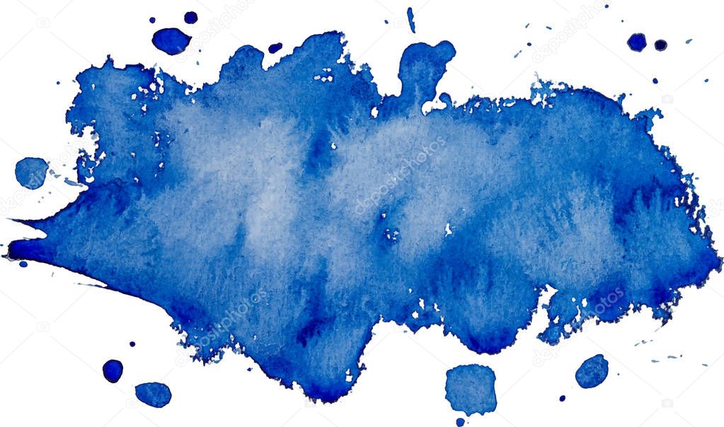 Art logo brush painted watercolor on paper abstract background design stroke. Perfect painted design for headline, logo and sale banner. Blue color.