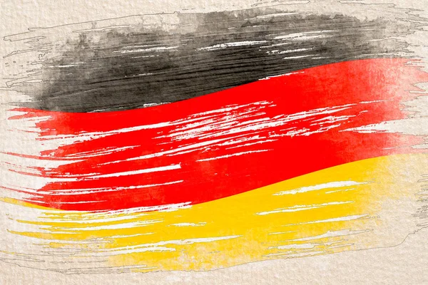 Stylisé Par Aquarelle Croquis Peinture Drapeau Allemagne Sur Papier Texturé — Photo