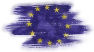 Mozaik kalp resim beyaz arka plan üzerinde izole rüzgar havaya AB bayrağının döşer.