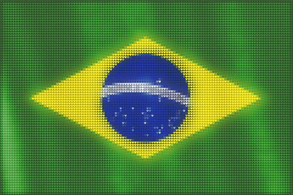 Mosaic Heart Tiles Painting Brazilian Flag Blown Wind Love Patriotic — Stock Photo, Image