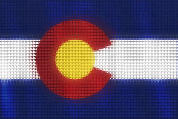 Hart Mozaiek Tegels Schilderij Van Colorado Vlag Geblazen Wind Patriottische — Stockfoto