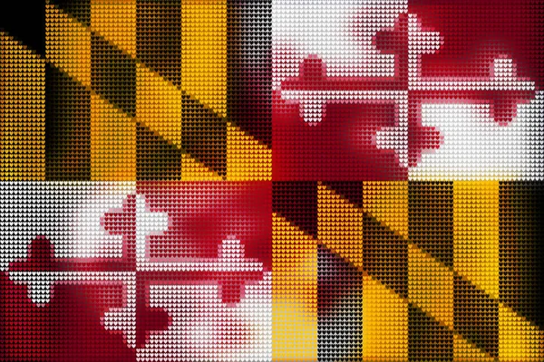 Mosaïque Carreaux Coeur Peinture Drapeau Maryland Soufflé Dans Vent Amour — Photo