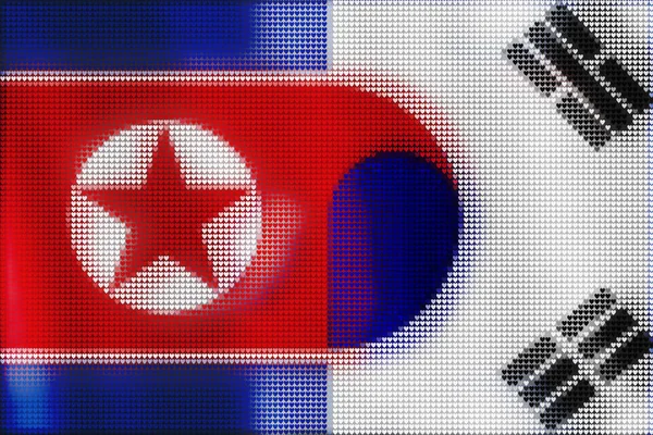 Καρδιά Μωσαϊκά Πλακάκια Ζωγραφική Από Νότια Κορέα Και Βόρεια Κορέα — Φωτογραφία Αρχείου