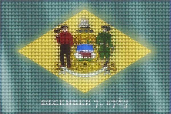 Mosaic Hjärtat Kakel Målning Delaware Flagga Blåst Vinden Kärlek Staten — Stockfoto