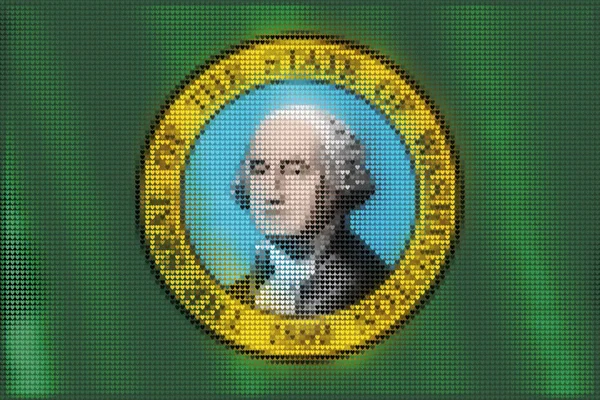 Hart Mozaiek Tegels Schilderij Van Washington Vlag Geblazen Wind Patriottische — Stockfoto