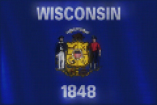 Mosaico Cuore Piastrelle Pittura Della Bandiera Del Wisconsin Soffiato Nel — Foto Stock