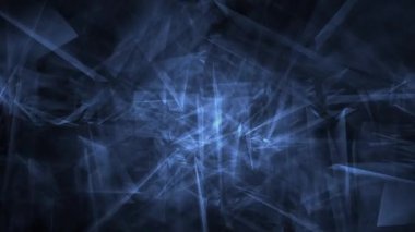 güzel soyut kırık tasarım döngü animasyon, mavi ışıklar siyah arka plan üzerine.