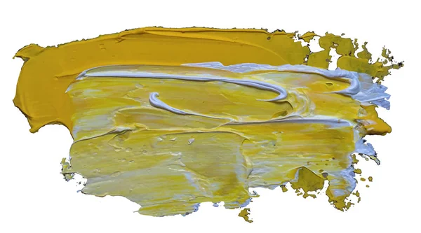 Amarelo Texturizado Com Pincel Tinta Óleo Branco Isolado Sobre Fundo — Vetor de Stock