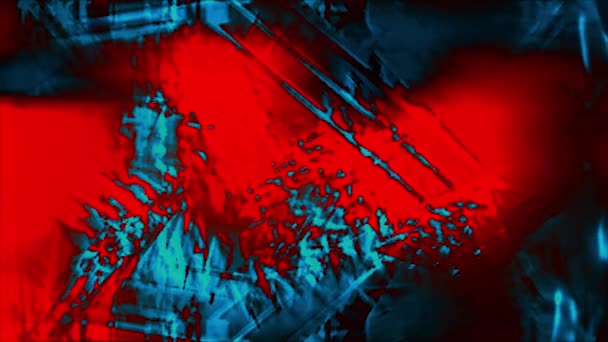 Rojo Azul Sobre Negro Abstracto Psicodélico Desenfocado Superficies Tecnología Manchas — Vídeo de stock