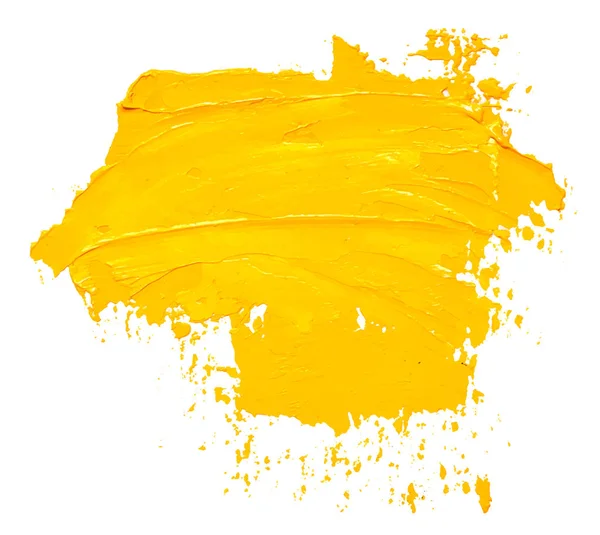 Pinceau Huile Jaune Texturé Isolé Sur Fond Blanc Illustration Vectorielle — Image vectorielle