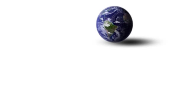 Planeta Tierra Moviéndose Círculo Girando Con Sombra Aislada Sobre Fondo — Vídeo de stock