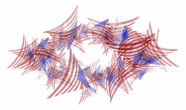 Anma günü oval çelenk kenarlık çerçeve ile üçgen kompozisyon, beyaz arka plan üzerinde izole ABD bayrakları. Eps10 vektör çizim.