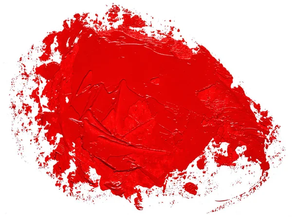 Mancha Dibujada Mano Color Rojo Aceite Aislada Sobre Fondo Blanco —  Fotos de Stock