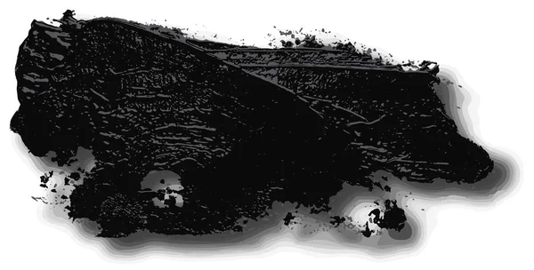 Текстурированная Черная Масляная Кисть Мазка Тенями Нижнем Слое Выделенная Белом — стоковый вектор