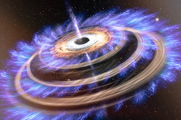 Абстрактные космические обои. Черная дыра с туманностью над красочными звездами и облачными полями в космосе. Горнодобывающий газ в инопланетной черной дыре. Элементы этого изображения предоставлены НАСА . — стоковое фото