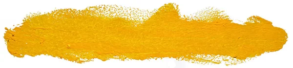 黄色のオイル ブラシ ストローク 抽象的なニス スプラッシュ トレース図形 白い背景の光沢のあるオイル塗料汚れ長蛇の列 — ストック写真