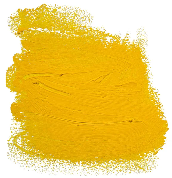 Yellow Oil Brush Stroke Abstract Varnish Splash Trace Shape Glossy — Stock Photo, Image