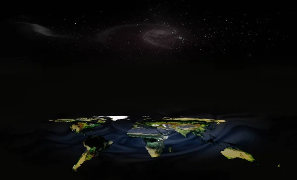 Εννοιολογική οροφής αστέρια και galaxy και πλανήτης γη ηπείρους χάρτη ισόγειο σε σκούρο φόντο. Αντιγράψτε το χώρο για το κείμενό σας στο κέντρο. Στοιχεία αυτής της εικόνας επιπλωμένα από τη Nasa. — Φωτογραφία Αρχείου