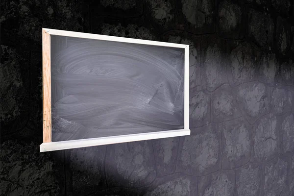 Donkere Schoolbord Een Houten Frame Met Licht Balken Alsof Vanuit — Stockfoto