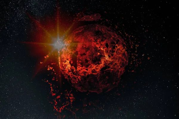 Explosión Del Sol Espacio Fragmentos Estrella Dispersan Alrededor Apocalypse Elementos — Foto de Stock