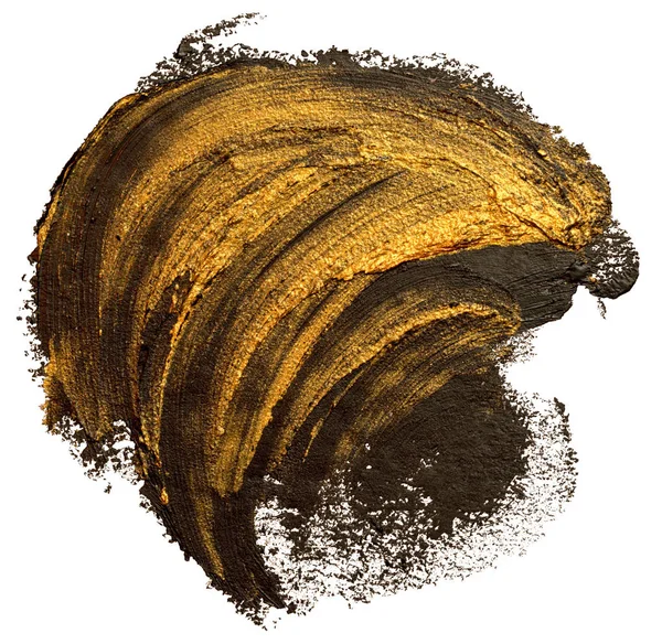 白い背景に分離された黒とゴールドのオイル ペイント ブラシ ストローク テンプレート — ストック写真
