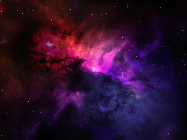 Ландшафтний фон фантазії чужій галактики з фіолетовим червоний і синій фіолетовий світиться хмари і зірок. Елементи цього зображенні мебльовані НАСА. — стокове фото