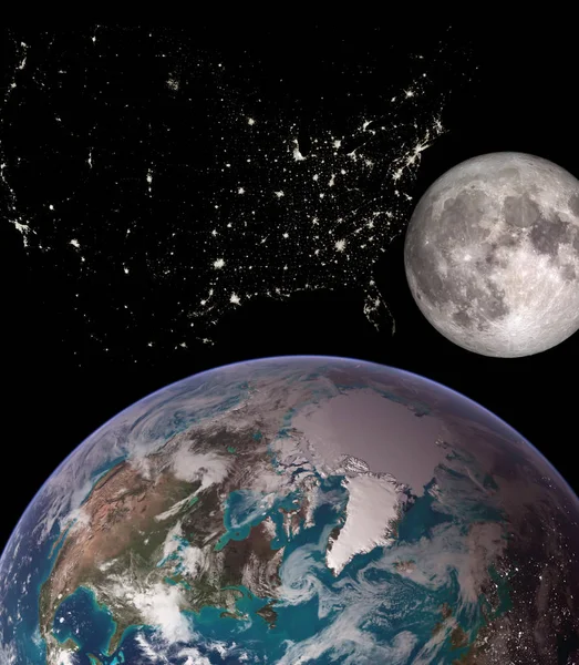 Planète Terre Avec Une Projection Des États Unis Sous Forme — Photo