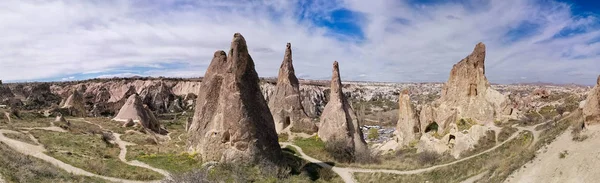 Vue Panoramique Sur Vallée Dans Village Goreme Turquie Paysage Rural — Photo