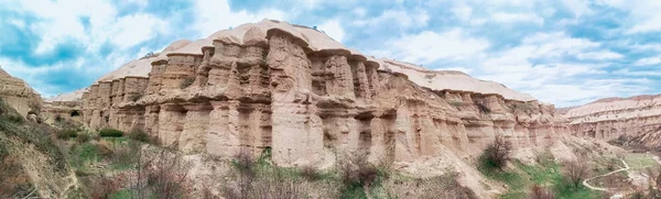 Panoramisch Uitzicht Bizzare Rots Het Dorp Göreme Turkije Landelijk Landschap — Stockfoto