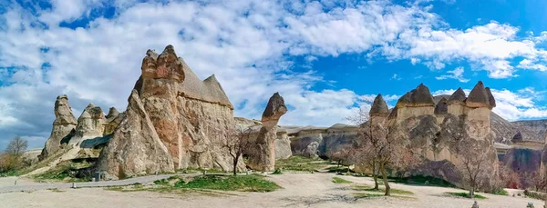 Panoramic View Love Valley Huge Phallus Shape Stones Goreme Village — Stock Photo, Image