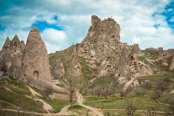 Turkse Vesting Uchisar Landschap Van Göreme Cappadocië Turkije — Stockfoto