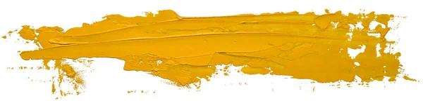 Yellow Oil Texture Paint Stain Brush Stroke Isolated White Background — Stock Photo, Image