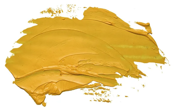 Yellow Oil Texture Paint Stain Brush Stroke Isolated White Background — Stock Photo, Image