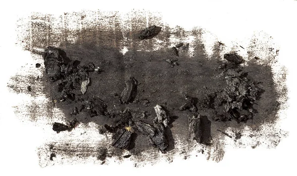 Schwarze Kohle Texturfarbe Pinselstrich Handbemalt Isoliert Auf Weißem Hintergrund — Stockfoto