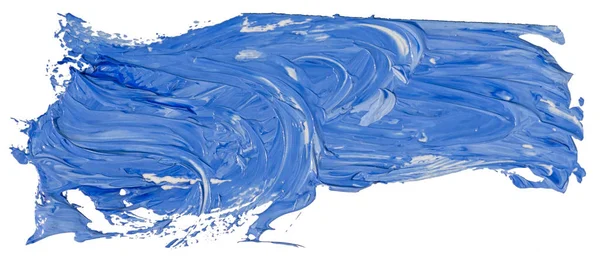 Blaue Und Weiße Ölfarbe Textur Pinselstrich Handbemalt Isoliert Auf Weißem — Stockfoto