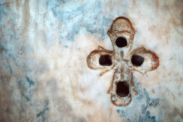 Ayasofya Duvardaki Antik Haç Hıristiyan Inancının Sembolü Olarak Parmaklar Için — Stok fotoğraf