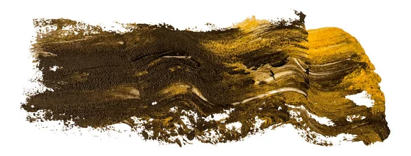 Černá Zlatá Olejnatá Textura Barva Tahu Štětce Ručně Malovaný Izolovaný — Stockový vektor