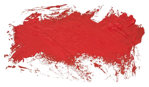 Pennellata Vernice Olio Rossa Dipinta Mano Isolata Sfondo Bianco Illustrazione — Vettoriale Stock