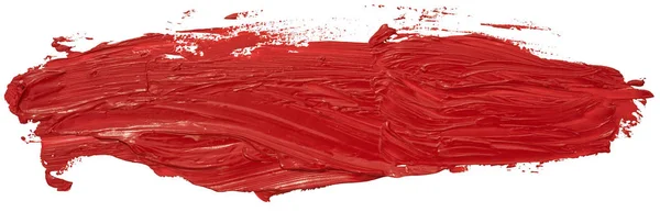Czerwony Olej Tekstury Farby Plamy Pędzla Ręcznie Malowane Izolowane Białym — Zdjęcie stockowe