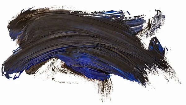 Pincel Pintura Textura Óleo Negro Con Manchas Azules Pintado Mano —  Fotos de Stock