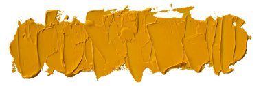 Yellow oil texture paint stain brush stroke, hand painted, isolated on white background. EPS10 vector illustration.